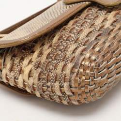 Tod's Gold/Beige Woven Leather Shoulder Bag