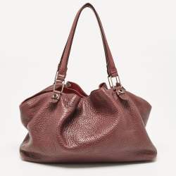 Tod's Burgundy Leather Flower Tote
