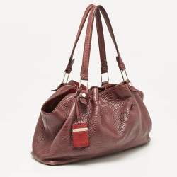 Tod's Burgundy Leather Flower Tote