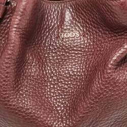 Tod's Burgundy Leather Flower Tote