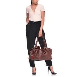 Tod's Burgundy Leather Flower Tote