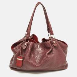 Tod's Burgundy Leather Flower Tote