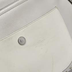 Tod's Light Grey/White Leather Origami Fringed Top Handle Bag