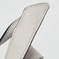 Tod's Light Grey/White Leather Origami Fringed Top Handle Bag