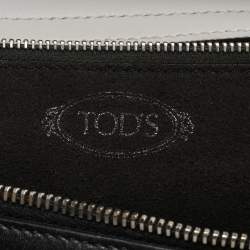 Tod's Light Grey/White Leather Origami Fringed Top Handle Bag