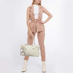 Tod's Off White Quilted Leather Drawstring Satchel