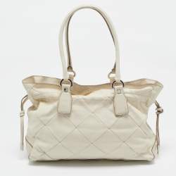 Tod's Off White Quilted Leather Drawstring Satchel