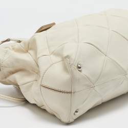 Tod's Off White Quilted Leather Drawstring Satchel
