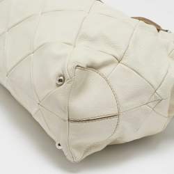 Tod's Off White Quilted Leather Drawstring Satchel