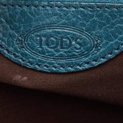 Pre Owned Tod's Teal Blue Leather and Suede Shoulder Bag