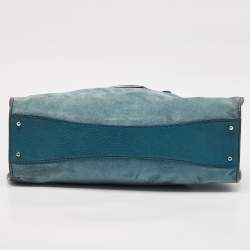 Pre Owned Tod's Teal Blue Leather and Suede Shoulder Bag