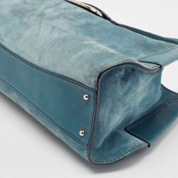 Pre Owned Tod's Teal Blue Leather and Suede Shoulder Bag