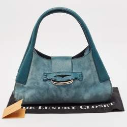 Pre Owned Tod's Teal Blue Leather and Suede Shoulder Bag