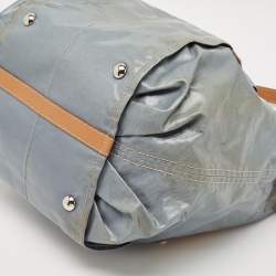 Tod's Light Blue/Brown Coated Denim and Leather G-Line Easy Sacca Bag