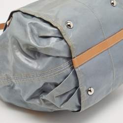 Tod's Light Blue/Brown Coated Denim and Leather G-Line Easy Sacca Bag