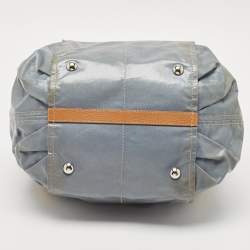 Tod's Light Blue/Brown Coated Denim and Leather G-Line Easy Sacca Bag