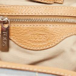 Tod's Light Blue/Brown Coated Denim and Leather G-Line Easy Sacca Bag