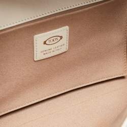 Pre Owned Tod's Off White Leather T Timeless Crossbody Bag