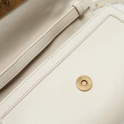 Pre Owned Tod's Off White Leather T Timeless Crossbody Bag