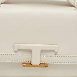 Pre Owned Tod's Off White Leather T Timeless Crossbody Bag