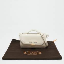 Pre Owned Tod's Off White Leather T Timeless Crossbody Bag