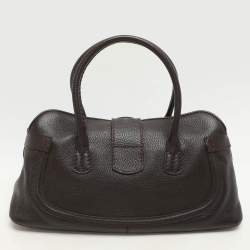 Tod's Brown Leather Buckle Satchel