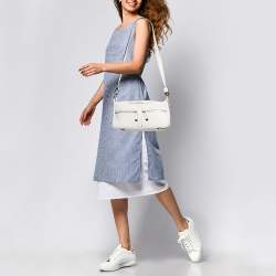 Tod's White Leather Zip Pocket Shoulder Bag