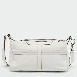 Tod's White Leather Zip Pocket Shoulder Bag