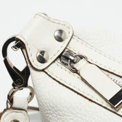 Tod's White Leather Zip Pocket Shoulder Bag