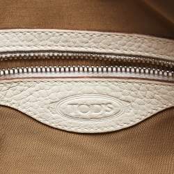 Tod's White Leather Zip Pocket Shoulder Bag
