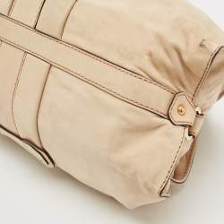 Tod's Beige Shimmer Nubuck Leather Studded Lock Flap Shoulder Bag