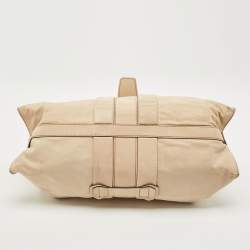 Tod's Beige Shimmer Nubuck Leather Studded Lock Flap Shoulder Bag