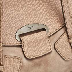 Tod's Beige Leather and Suede Shoulder Bag