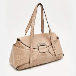 Tod's Beige Leather and Suede Shoulder Bag