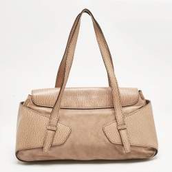 Tod's Beige Leather and Suede Shoulder Bag