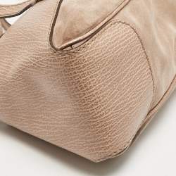 Tod's Beige Leather and Suede Shoulder Bag
