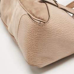 Tod's Beige Leather and Suede Shoulder Bag