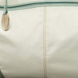 Tod's Off White/Green Nylon,Suede and Leather Charlotte Hobo