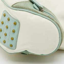 Tod's Off White/Green Nylon,Suede and Leather Charlotte Hobo
