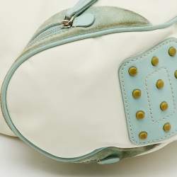 Tod's Off White/Green Nylon,Suede and Leather Charlotte Hobo