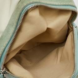 Tod's Off White/Green Nylon,Suede and Leather Charlotte Hobo