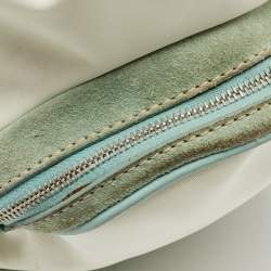 Tod's Off White/Green Nylon,Suede and Leather Charlotte Hobo