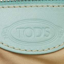 Tod's Off White/Green Nylon,Suede and Leather Charlotte Hobo