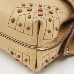 Tod’s Gold Leather Gommino Wave Top Handle Bag