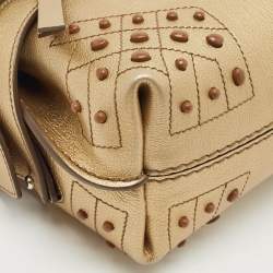 Tod’s Gold Leather Gommino Wave Top Handle Bag