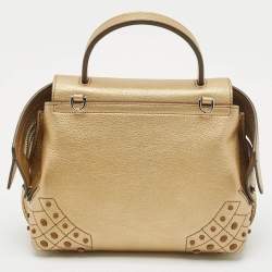 Tod’s Gold Leather Gommino Wave Top Handle Bag