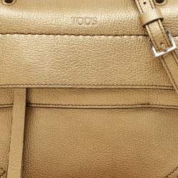 Tod’s Gold Leather Gommino Wave Top Handle Bag