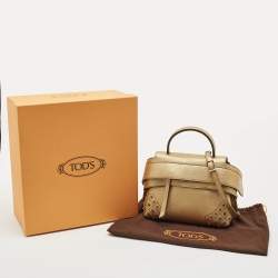 Tod’s Gold Leather Gommino Wave Top Handle Bag