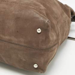 Tod's Dark Brown Iridescent Leather Drawstring Tote