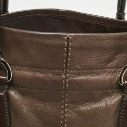 Tod's Dark Brown Iridescent Leather Drawstring Tote